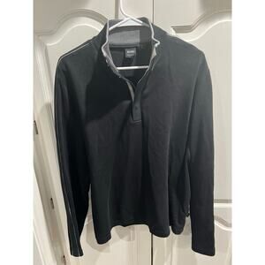 Hugo Boss Black 1/4 Zip Pullover Sweatshirt Men’s L Regular Fit Logo Trim